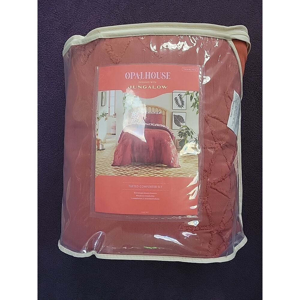 13006 Twin/Twin XL Geo Sun Print Comforter and Sham Set Geo Sun- Orange/Fuschia